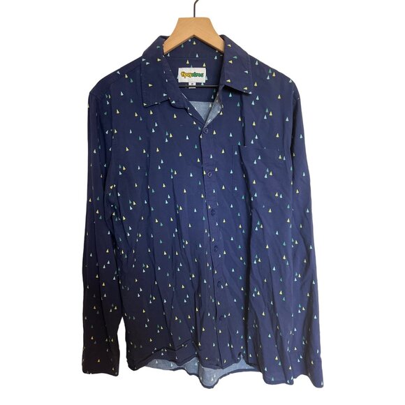 TIPSEY ELVES MEN'S TREE TIME LONG-SLEEVE BUTTON DOWN SHIRT MEDIUM - Picture 1 of 4